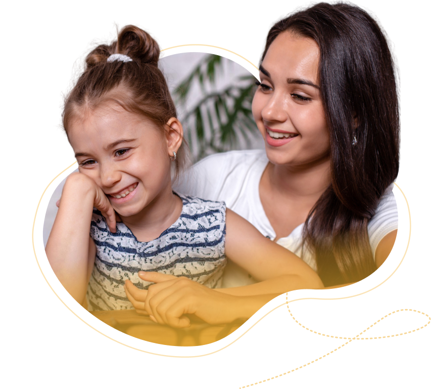 A mother and daughter smile